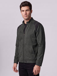 Green Slim Fit Suede Jacket