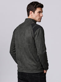 Green Slim Fit Suede Jacket
