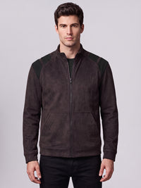 Wine Slim Fit Suede Jacket