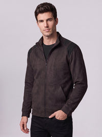 Wine Slim Fit Suede Jacket
