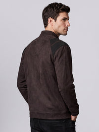 Wine Slim Fit Suede Jacket