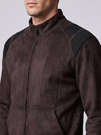Wine Slim Fit Suede Jacket