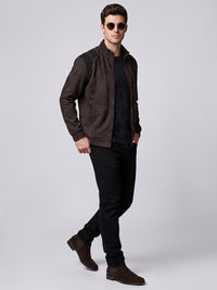 Wine Slim Fit Suede Jacket