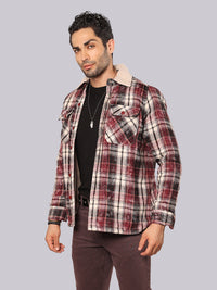 Maroon Full Sleeve Sherpa Jacket
