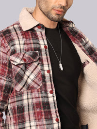 Maroon Full Sleeve Sherpa Jacket