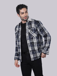 Navy Full Sleeve Sherpa Jacket