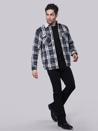 Navy Full Sleeve Sherpa Jacket