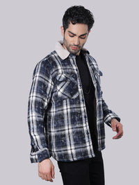 Navy Full Sleeve Sherpa Jacket