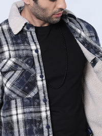 Navy Full Sleeve Sherpa Jacket