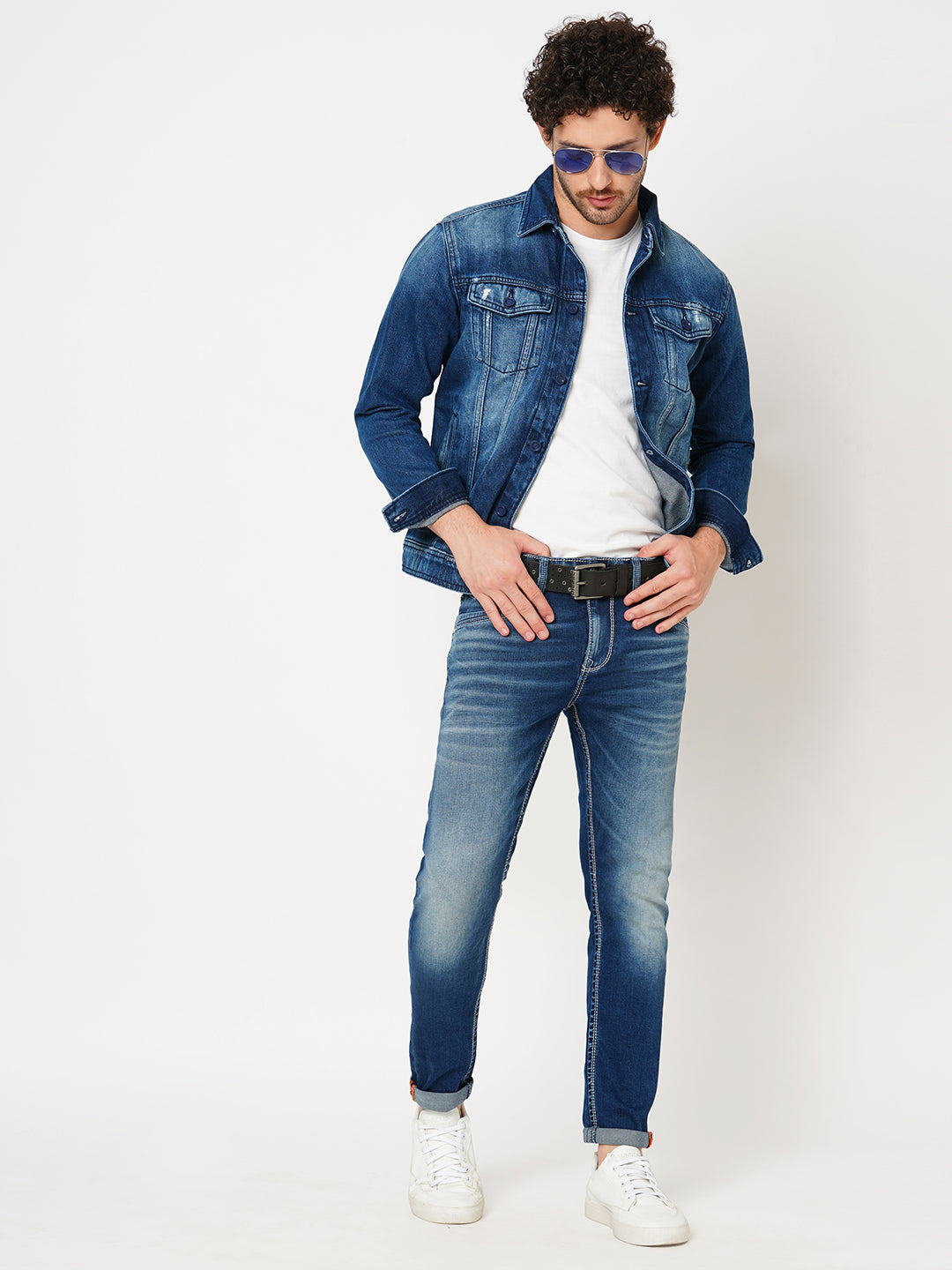 Med Blue Full Sleeve Denim Jacket (Denim Regular)