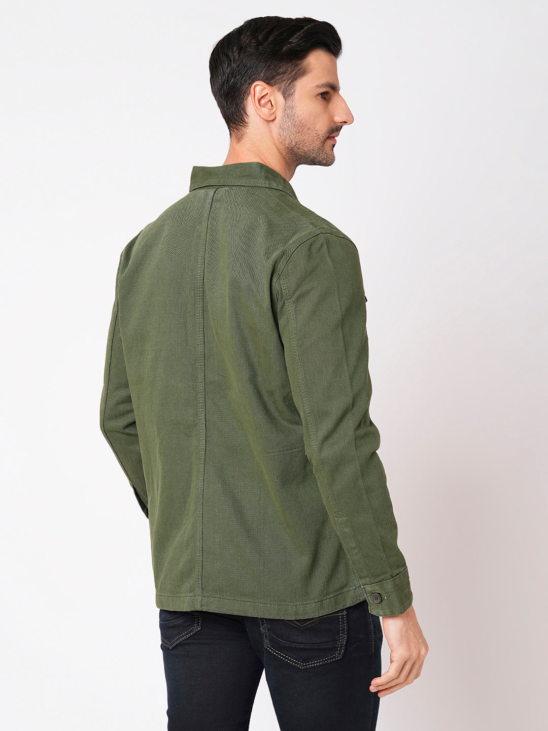 Military Green Full Sleeve Cotton Jacket (Cotton Regular)