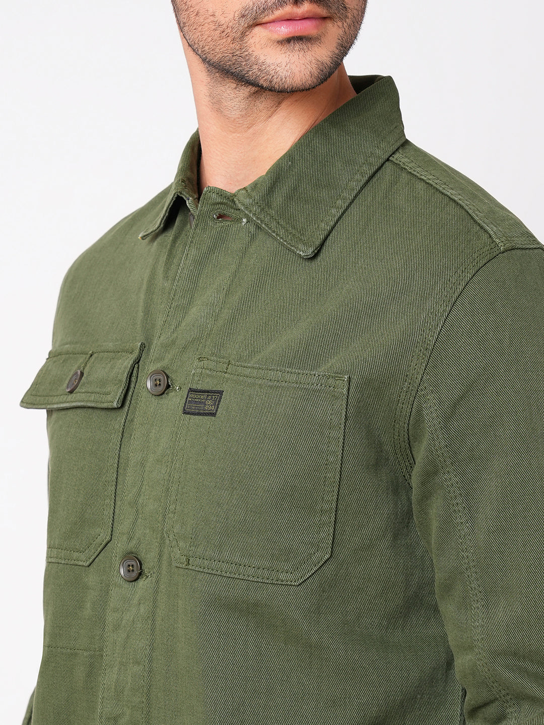 Military Green Full Sleeve Cotton Jacket (Cotton Regular)