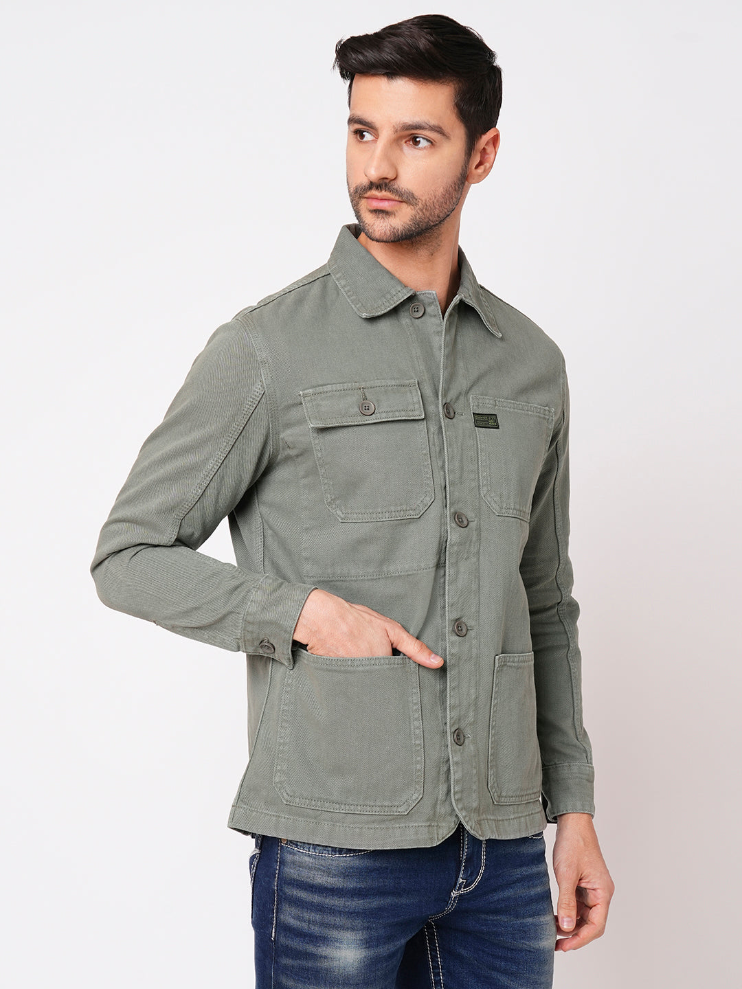 Grey Full Sleeve Cotton Jacket (Cotton Regular)