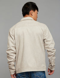 Stone Zipper Front Closure Long Sleeves Suede Jacket