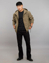 Olive Zipper Front Closure Long Sleeves Utility Jacket