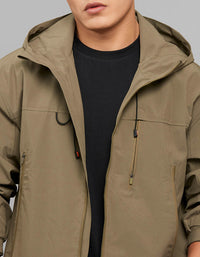 Olive Zipper Front Closure Long Sleeves Utility Jacket