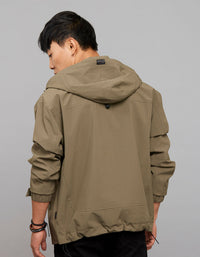 Olive Zipper Front Closure Long Sleeves Utility Jacket