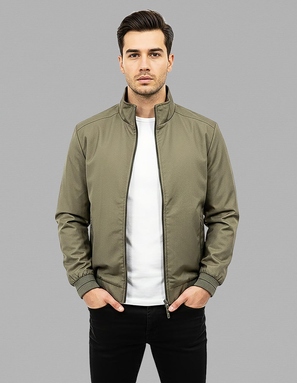 Olive Full Sleeves Lightweight Jacket