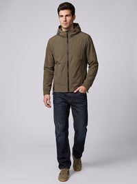 Khaki Zipper Front Hoodie