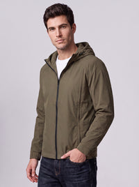 Khaki Zipper Front Hoodie
