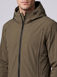 Khaki Zipper Front Hoodie