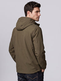 Khaki Zipper Front Hoodie