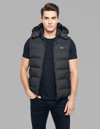 Black Sleeveless Hoodie Puffer Jacket
