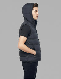 Black Sleeveless Hoodie Puffer Jacket