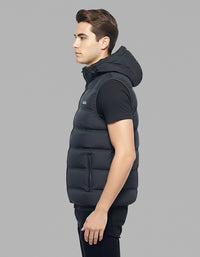 Black Sleeveless Hoodie Puffer Jacket