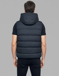 Black Sleeveless Hoodie Puffer Jacket