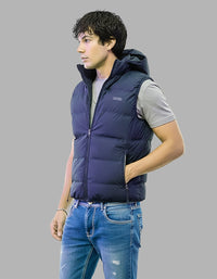 Navy Sleeveless Hoodie Puffer Jacket