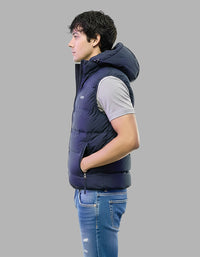 Navy Sleeveless Hoodie Puffer Jacket