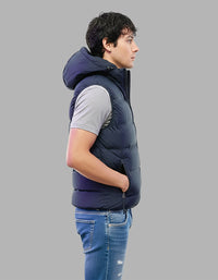 Navy Sleeveless Hoodie Puffer Jacket