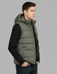 Olive Sleeveless Hoodie Puffer Jacket