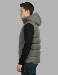Olive Sleeveless Hoodie Puffer Jacket