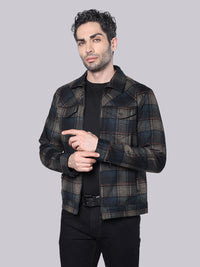 Khaki Navy Relax Slim Check Jacket