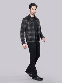 Khaki Navy Relax Slim Check Jacket