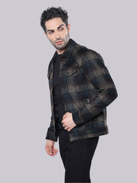 Khaki Navy Relax Slim Check Jacket