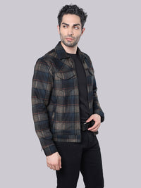 Khaki Navy Relax Slim Check Jacket