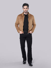 Tan Relax Slim Suede Jacket