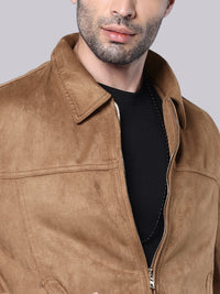 Tan Relax Slim Suede Jacket