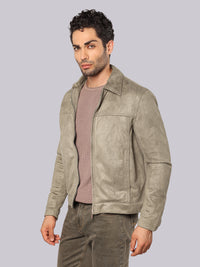 Khaki Relax Slim Suede Jacket