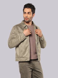 Khaki Relax Slim Suede Jacket