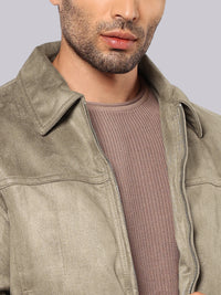Khaki Relax Slim Suede Jacket