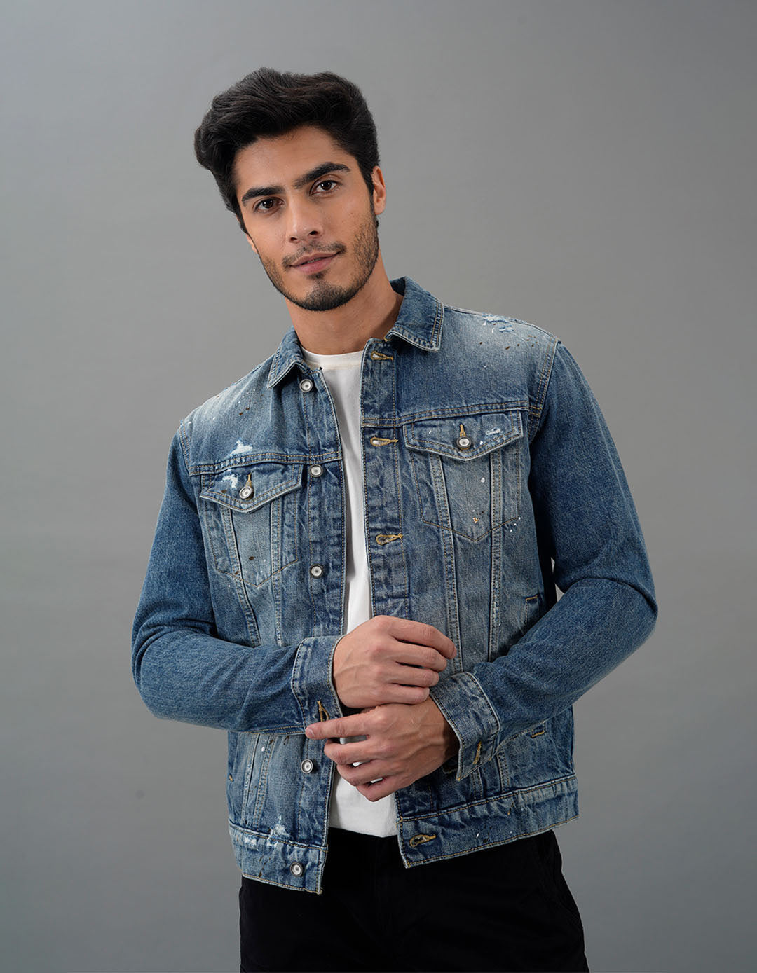 Med Blue Full Sleeves Denim Jacket