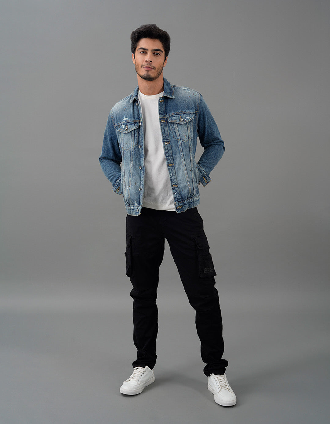 Med Blue Full Sleeves Denim Jacket