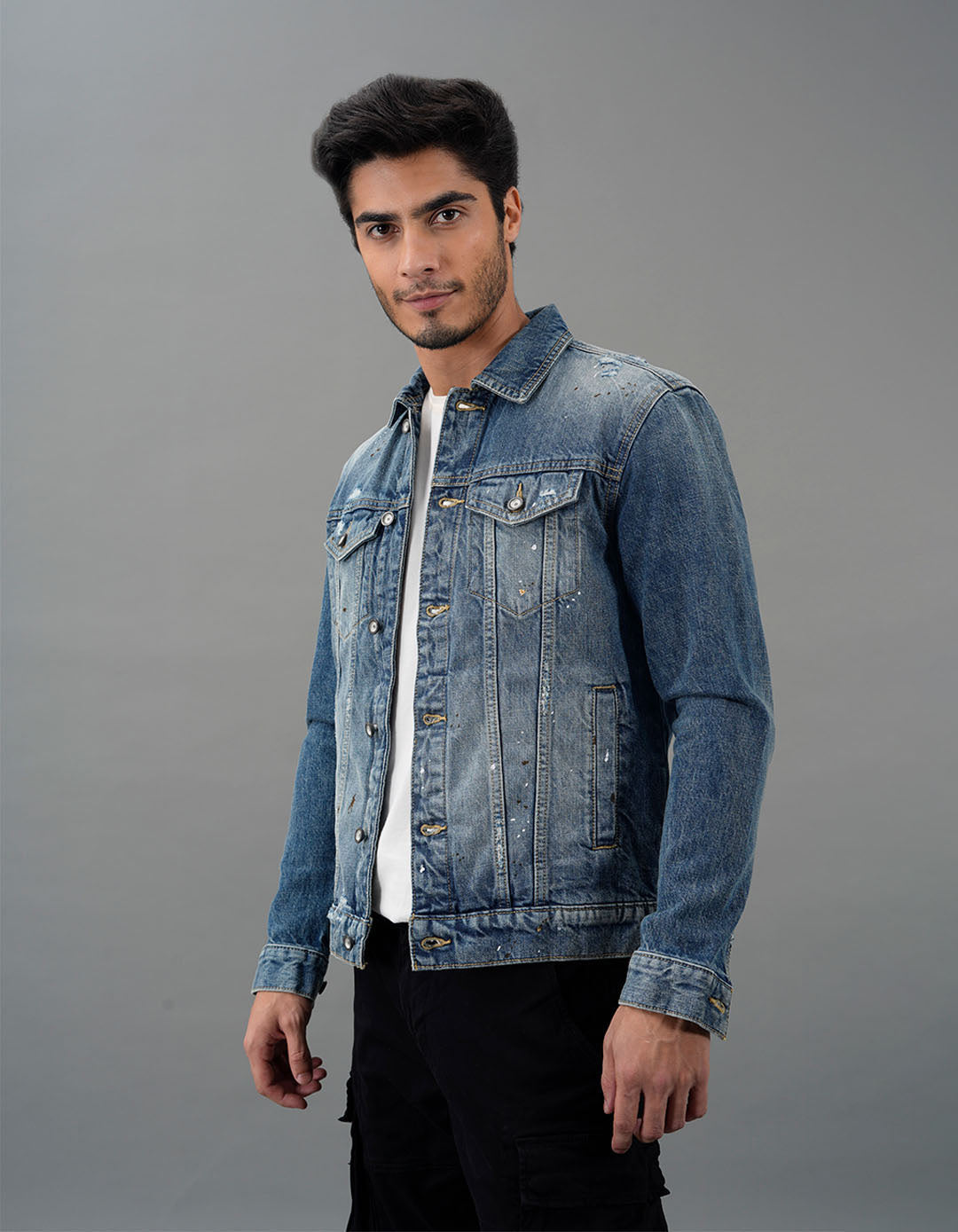 Med Blue Full Sleeves Denim Jacket