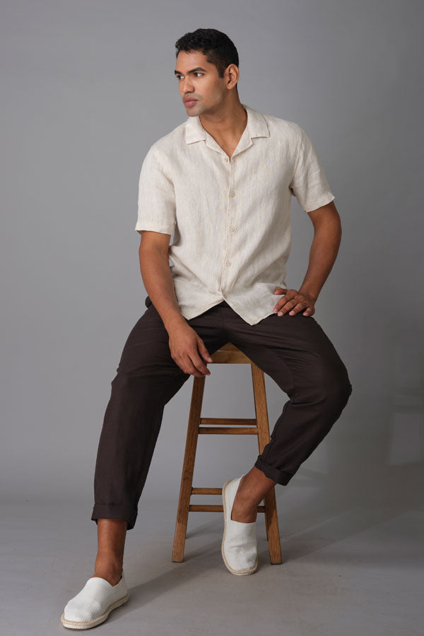 Black Linen Pant (Relaxed Tapered Fit)