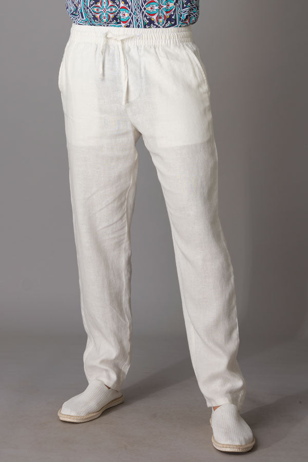 Off White Linen Pant (Relaxed Tapered Fit)