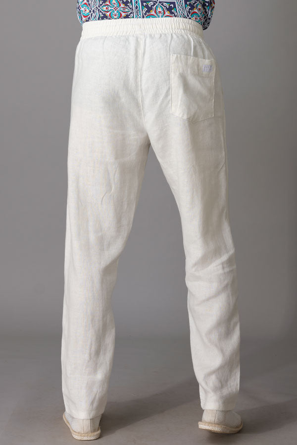 Off White Linen Pant (Relaxed Tapered Fit)